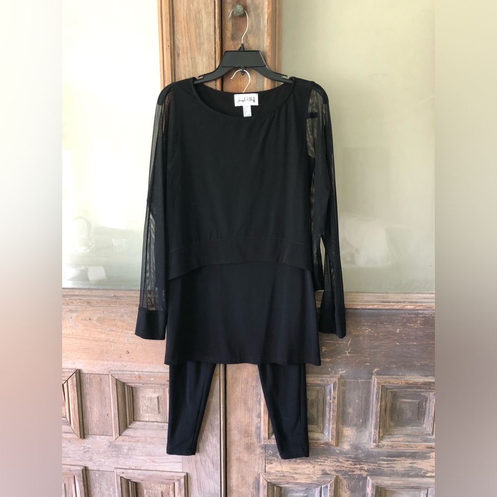 Black Long Sleeve Tunic and Pants Set
